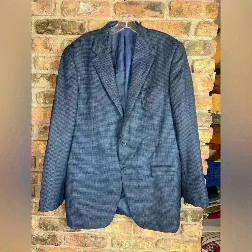Hickey Freeman Blazer Made in USA Blue Plaid size 42L